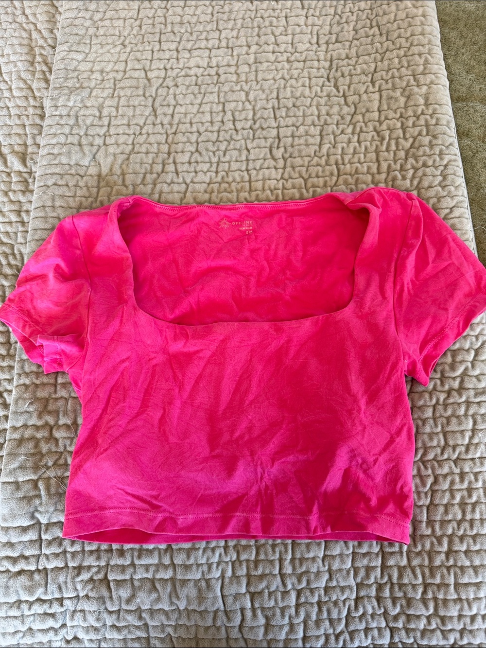 Square-Neck Crop Top in Hot Pink